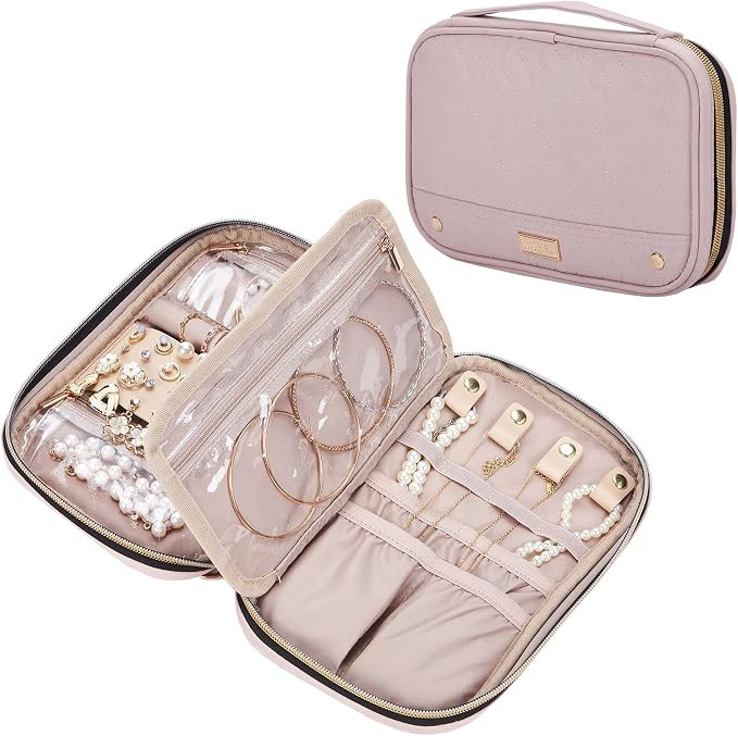 NISHEL Travel Jewelry Case Organizer, Compact Jewelry Storage Bag for Necklaces, Earrings, Rings,... | Amazon (US)