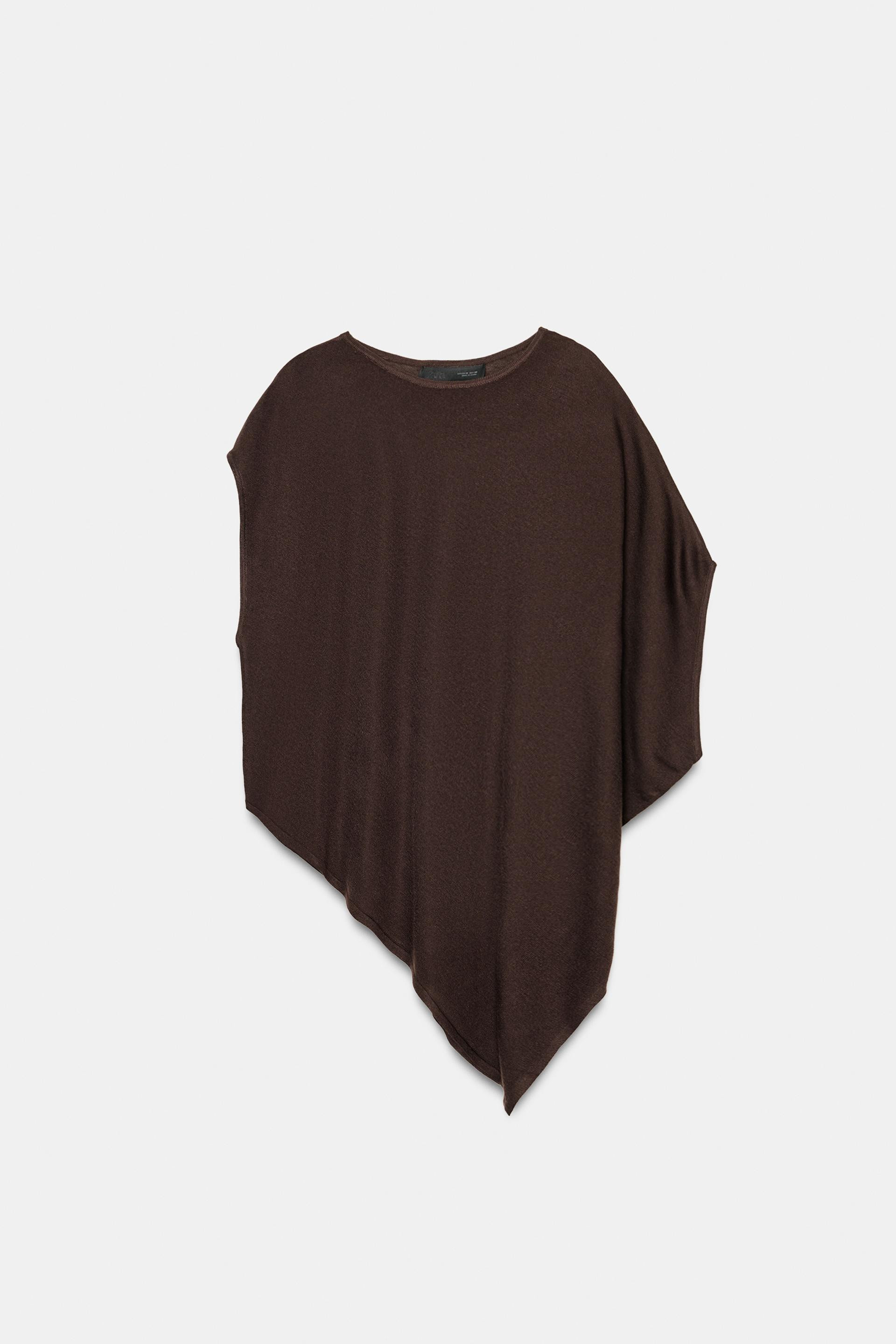 Zara - Asymmetric Knit Jumper - Brown - M - Woman | Zara US
