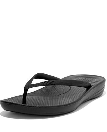 FitFlop Women's iQushion Ergonomic Flip Flops - Lightweight & Comfortable with Natural Arch Support - All Black - 6.5 UK | Amazon (UK)
