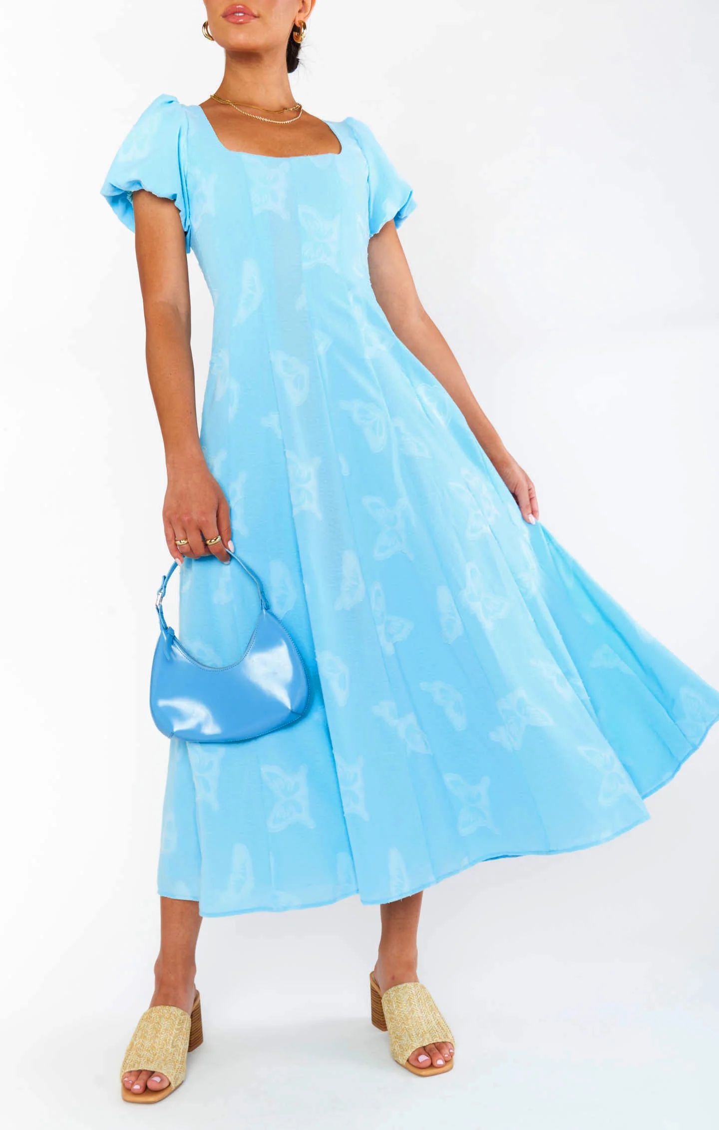 Mia Midi Dress ~ Blue Clip Butterfly | Show Me Your Mumu