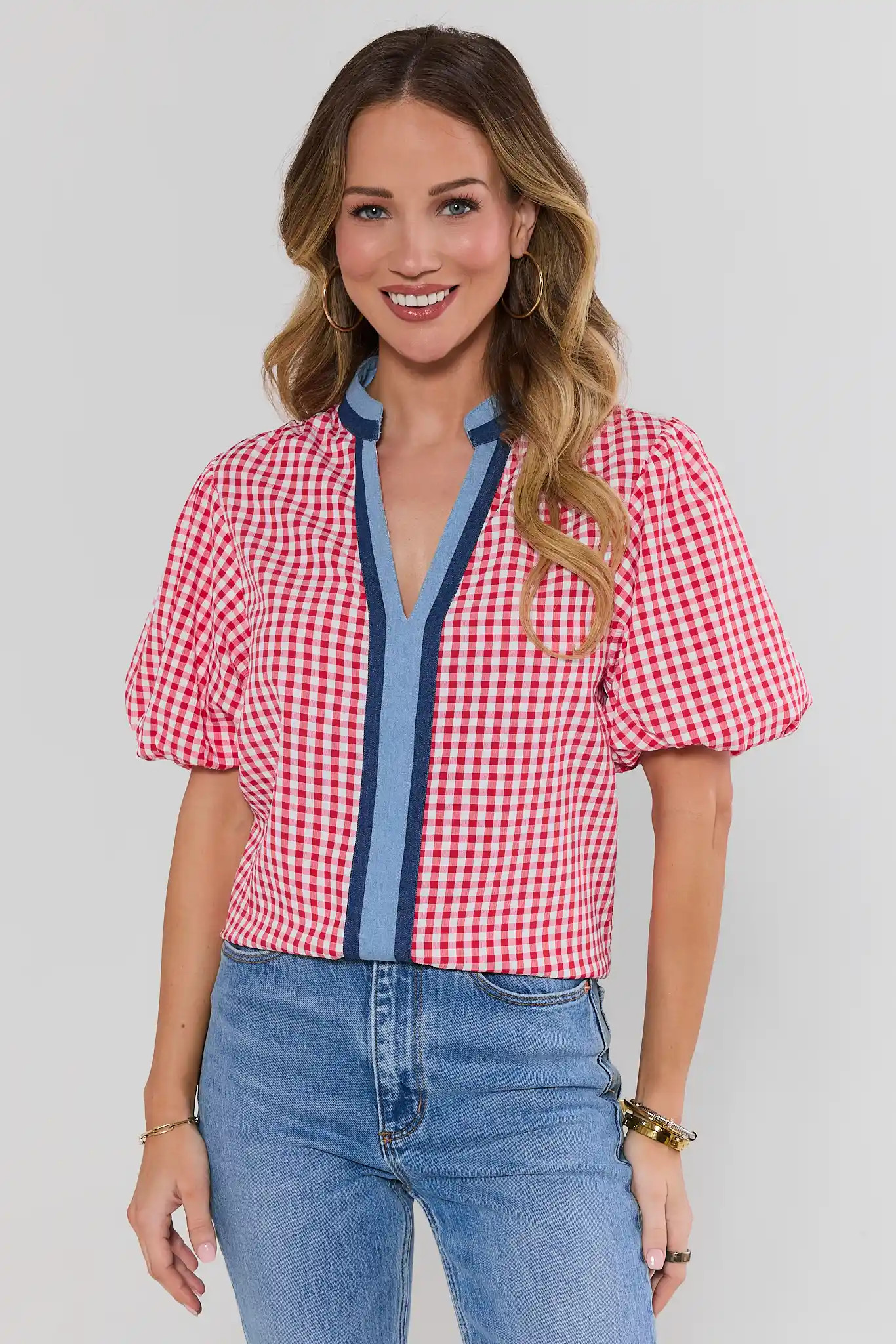 Norma Red Gingham Top by THML | Avara