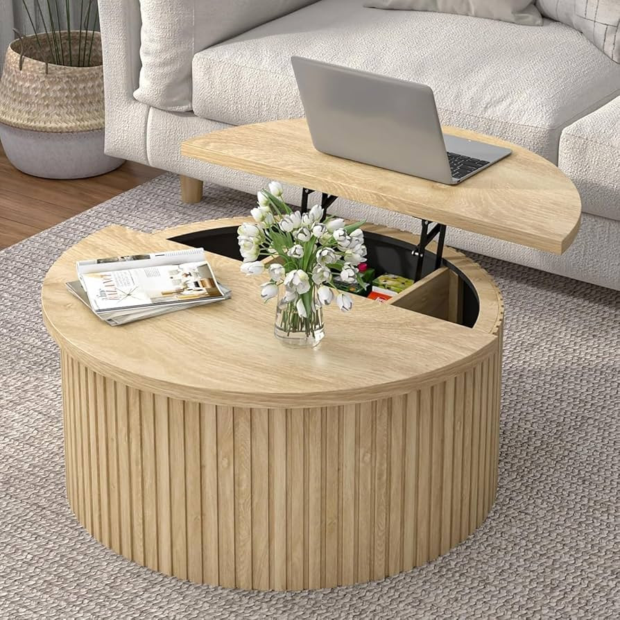 Round Lift Top Coffee Table with Hidden Storage, 31.6 Inch Modern Coffee Tables for Living Room, ... | Amazon (US)