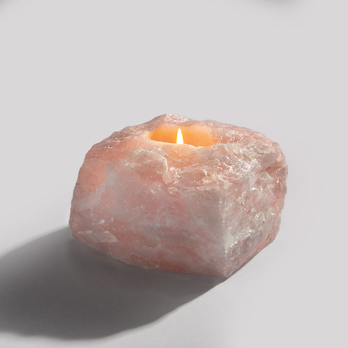 Rose Quartz Crystal Tea Light Candle Holder   |   Shoppe Geo | Shoppe Geo