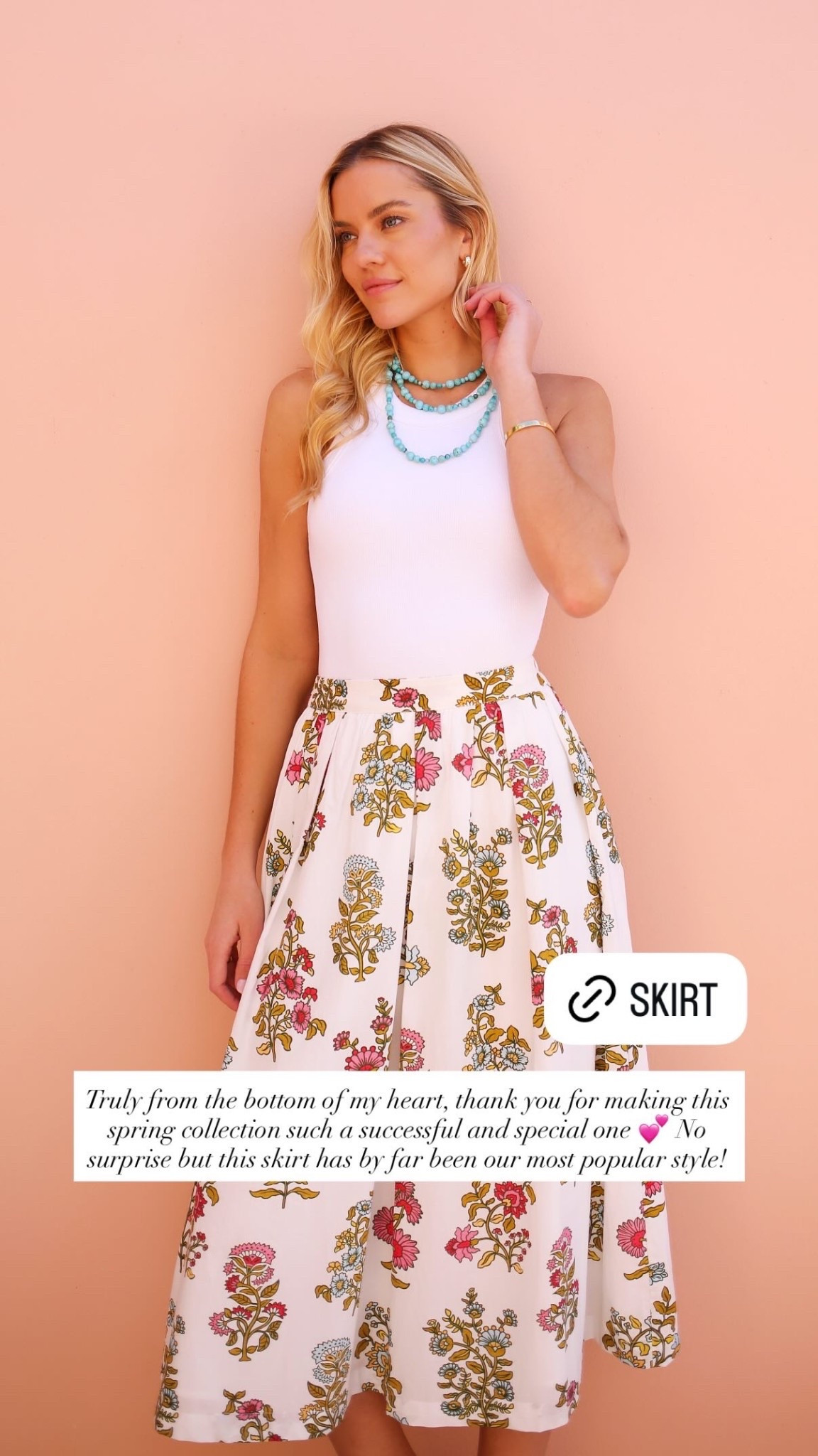 Floral skirt for spring! Resort, vacation outfit, bodysuit, turquoise necklace, Everyone Loves The Weekend. 

#LTKSeasonal #LTKTravel