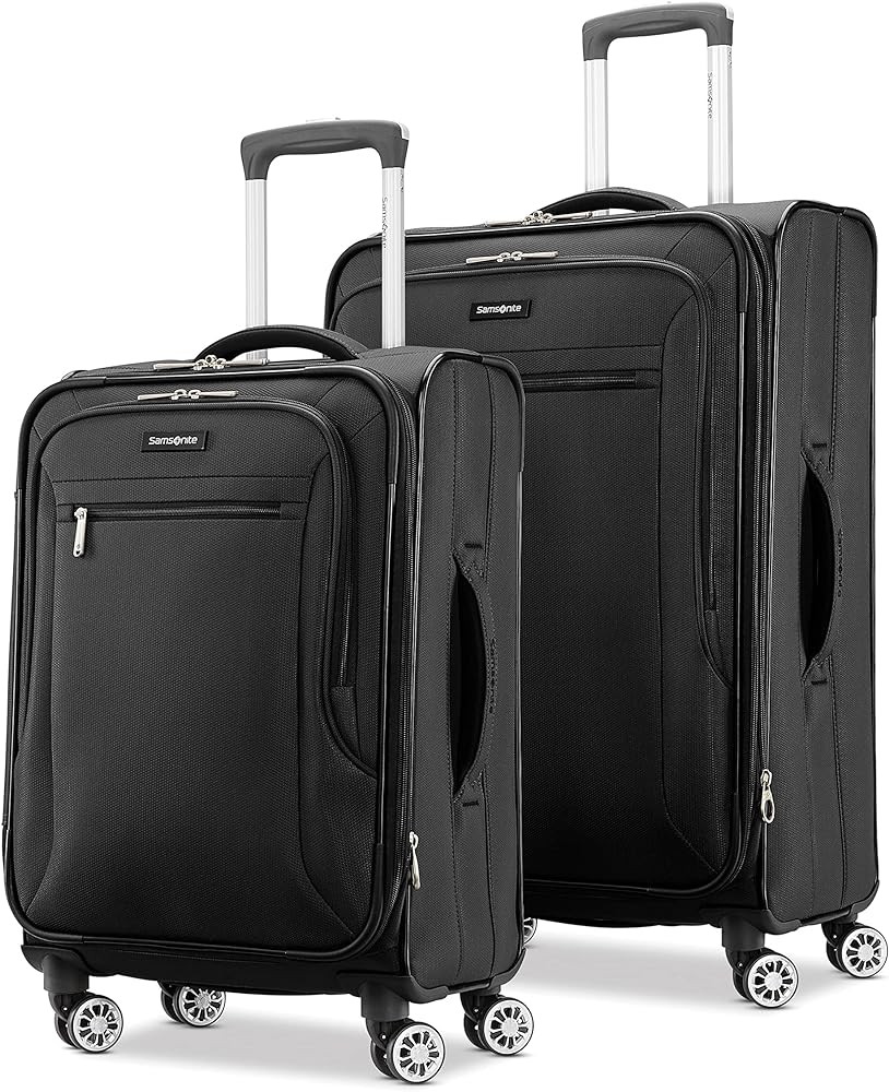 Samsonite Ascella X Softside Expandable Luggage with Spinners, Black, 2PC SET (Carry-on/Medium) | Amazon (US)