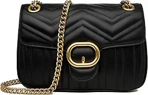 Women Genuine Leather Shoulder Bag Ladies Fashion Clutch Purses Quilted Crossbody Bags With Chain... | Amazon (US)