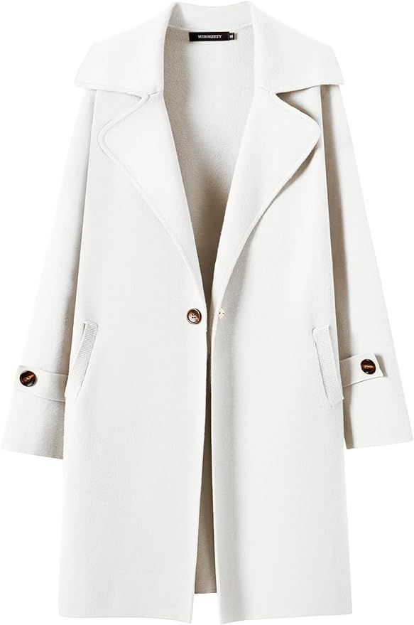 MEROKEETY Women's Long Sleeve Lapel Blazer Coatigan Winter Knit Classy Sweater Jacket Coats | Amazon (US)