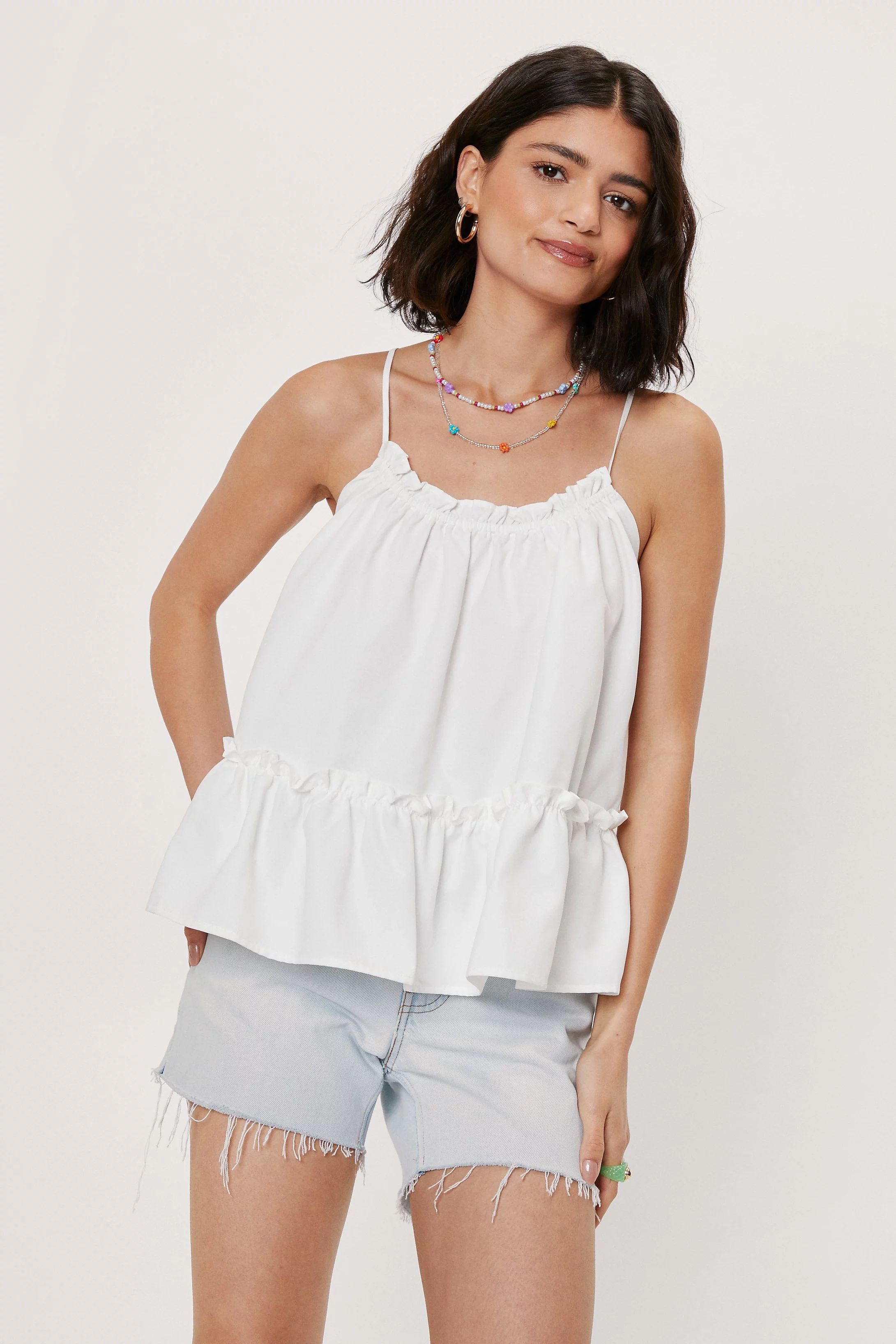 Ruffle Detail Strappy Cami Top | Nasty Gal (US)