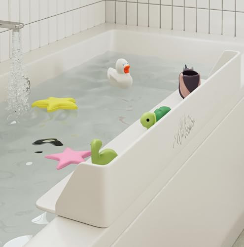 Little Splasher Original PlayPad, Bathtub Splash Guard Play Shelf - Toy Tray Caddy Holder Storage - Suction Cups Attach to Bath Tub - No Mess Water Spill in Bathroom for Toddlers Kids Baby (White) | Amazon (US)