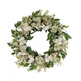 Puleo International 30 in. Artificial Chrysanthemum and Daisy Floral Spring Wreath 1291-W30 | The Home Depot