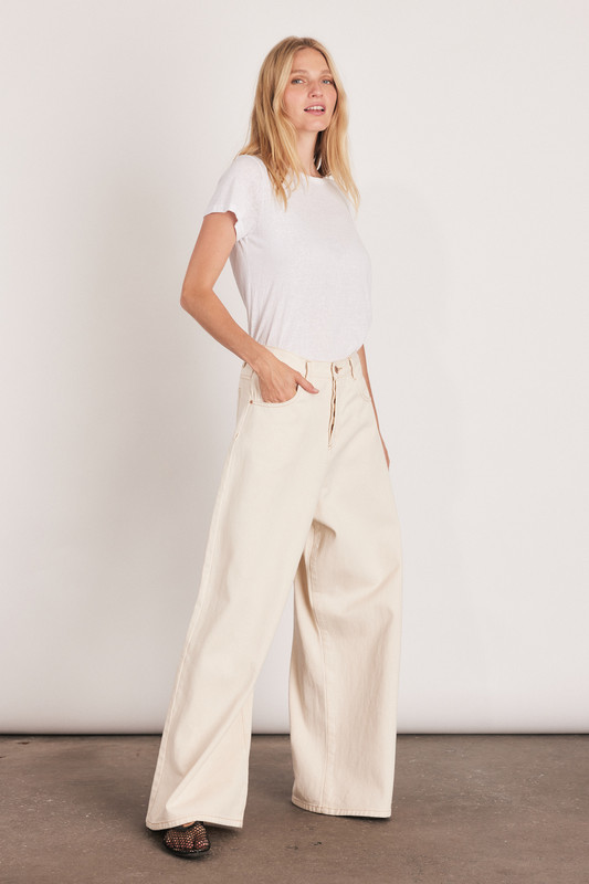 Denim Baggy Jean in Ecru | Bohemian Traders