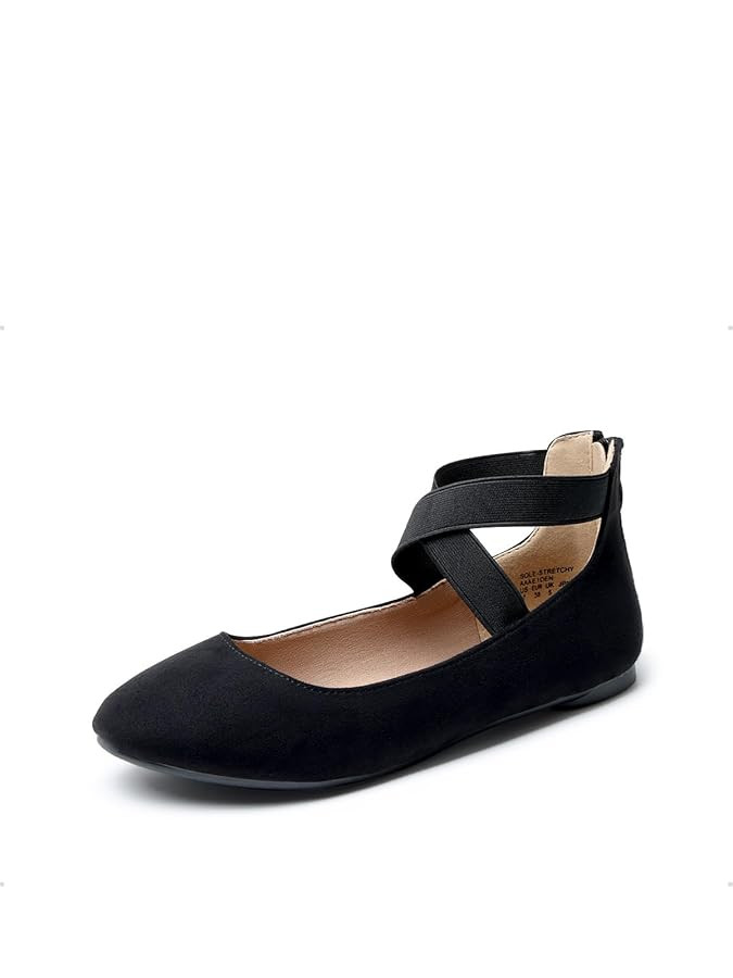 Amazon.com | DREAM PAIRS Women's Comfortable Fashion Elastic Ankle Straps Flats Shoes,Size 9,Blac... | Amazon (US)