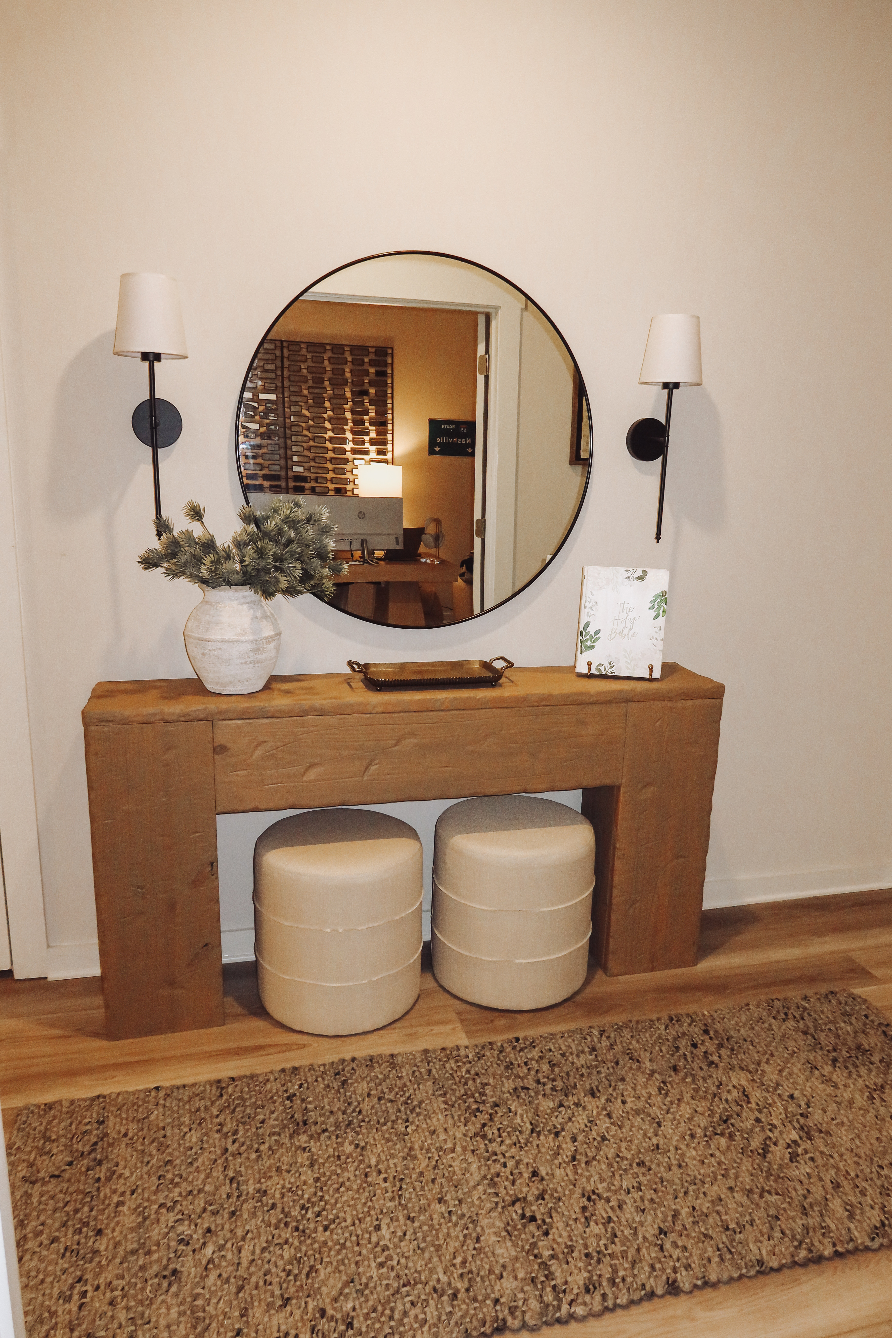 Simple, clean, and welcoming 🌿 love how this setup makes the entryway feel warm without being cluttered. 

 #LTKHome #LTKStyleTip