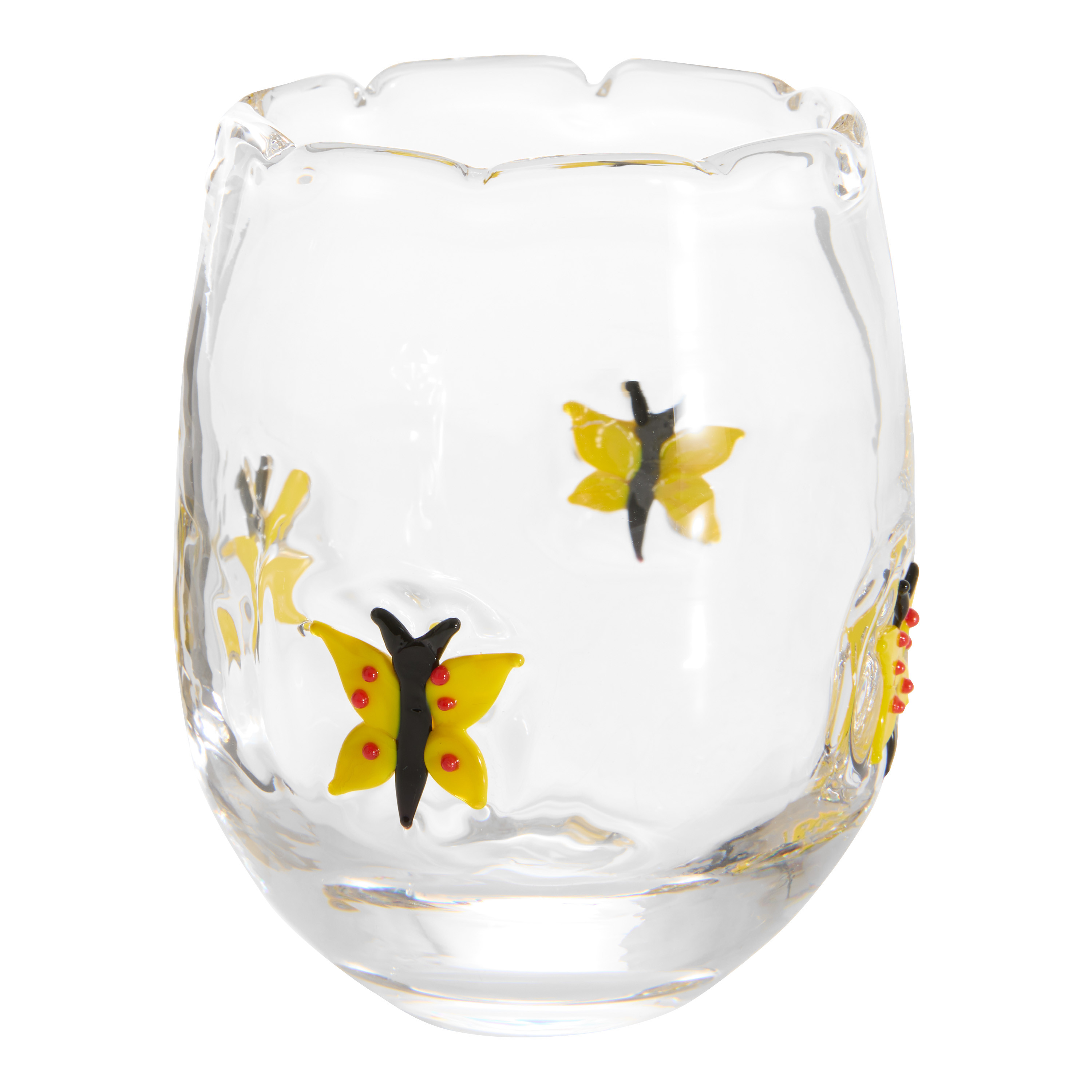 Charm Inlay Scallop Stemless Wine Glass | World Market