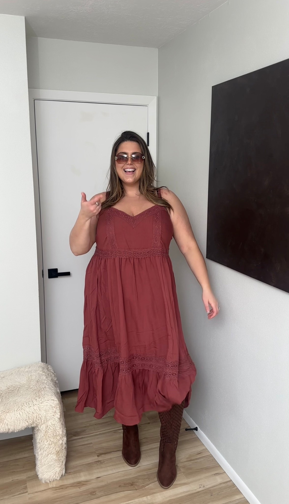 Wearing size 2 in the dress! I’m a size 16/18! And wide calf boots for the win! #torrid

#LTKPlusSize #LTKFestival #LTKOver40