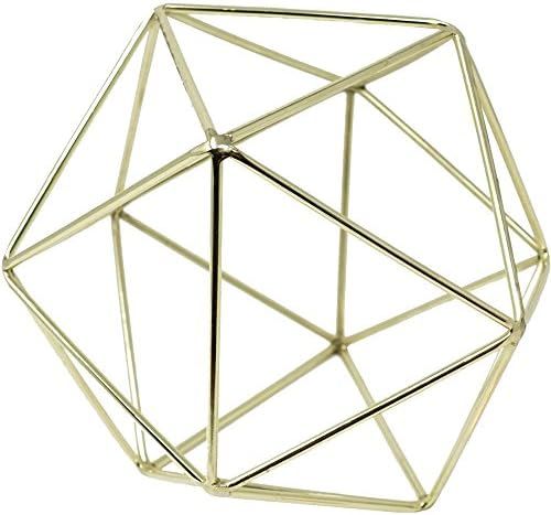 3D Geometric Himmeli Centerpiece & Hanging Ornament, Chrome Plated Metal - 6 Inch Size (Gold) | Amazon (US)