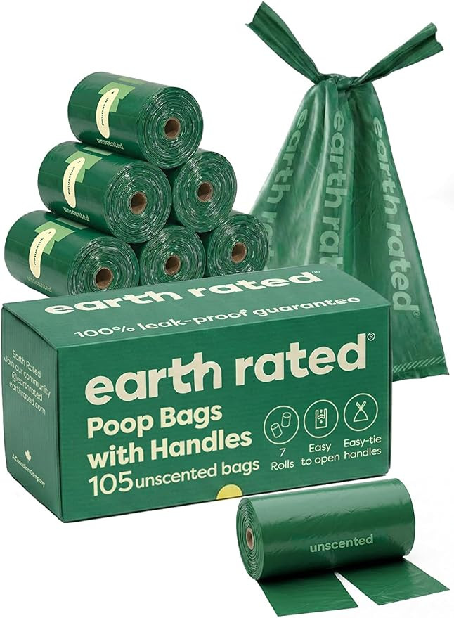 Earth Rated Dog Poop Bags with Handles on Refill Rolls, Easy-Tie on a Compact Roll, Extra Wide Op... | Amazon (US)