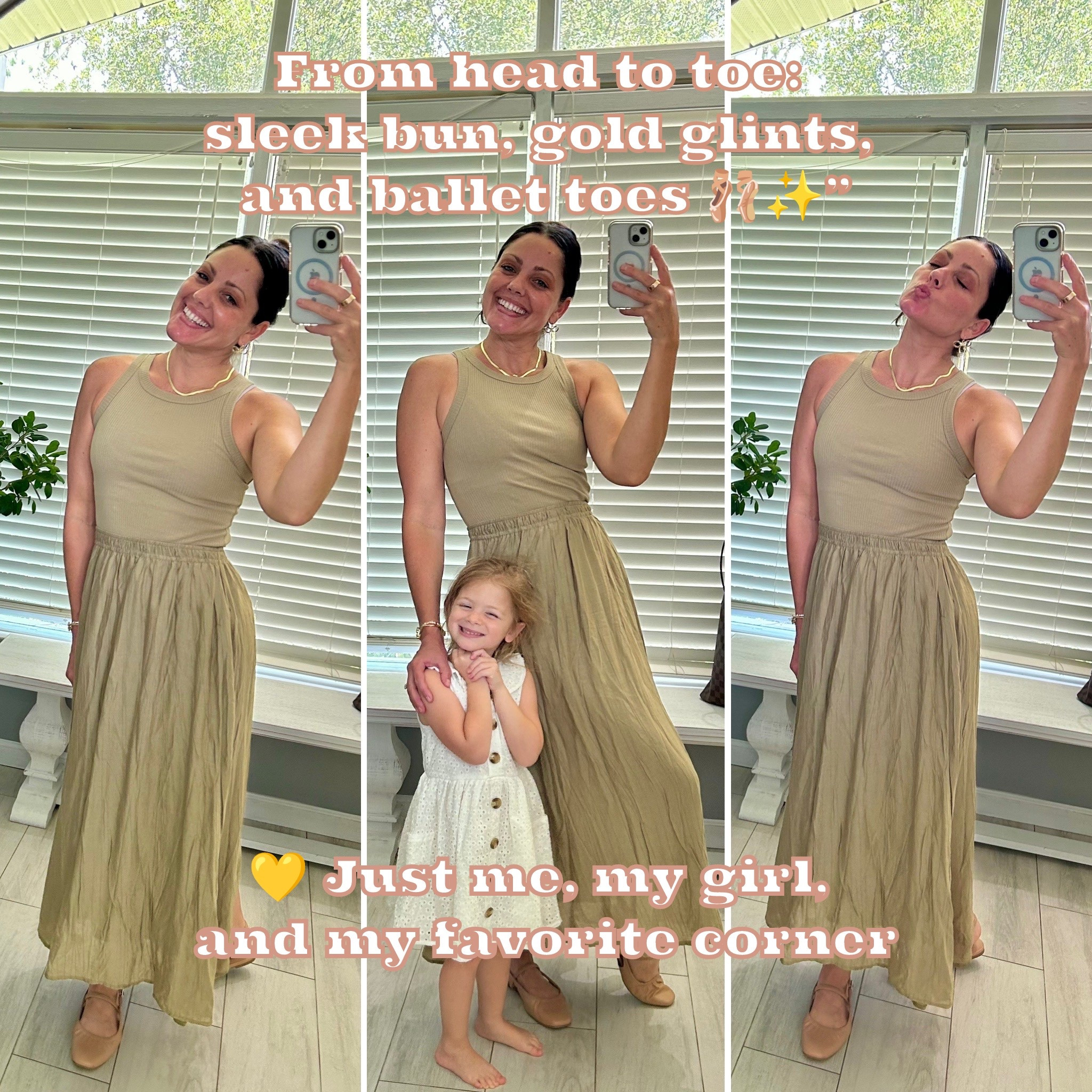 From head to toe 🩰✨
Sharing the prettiest Target ballet flats, my go-to Briogeo slick stick for a sleek bun, and a few gold accessories I’ve been loving lately. The easiest way to feel put together—even if it’s just for a mirror selfie with my mini 💛

#LTKOver40 #LTKShoeCrush #LTKBeauty