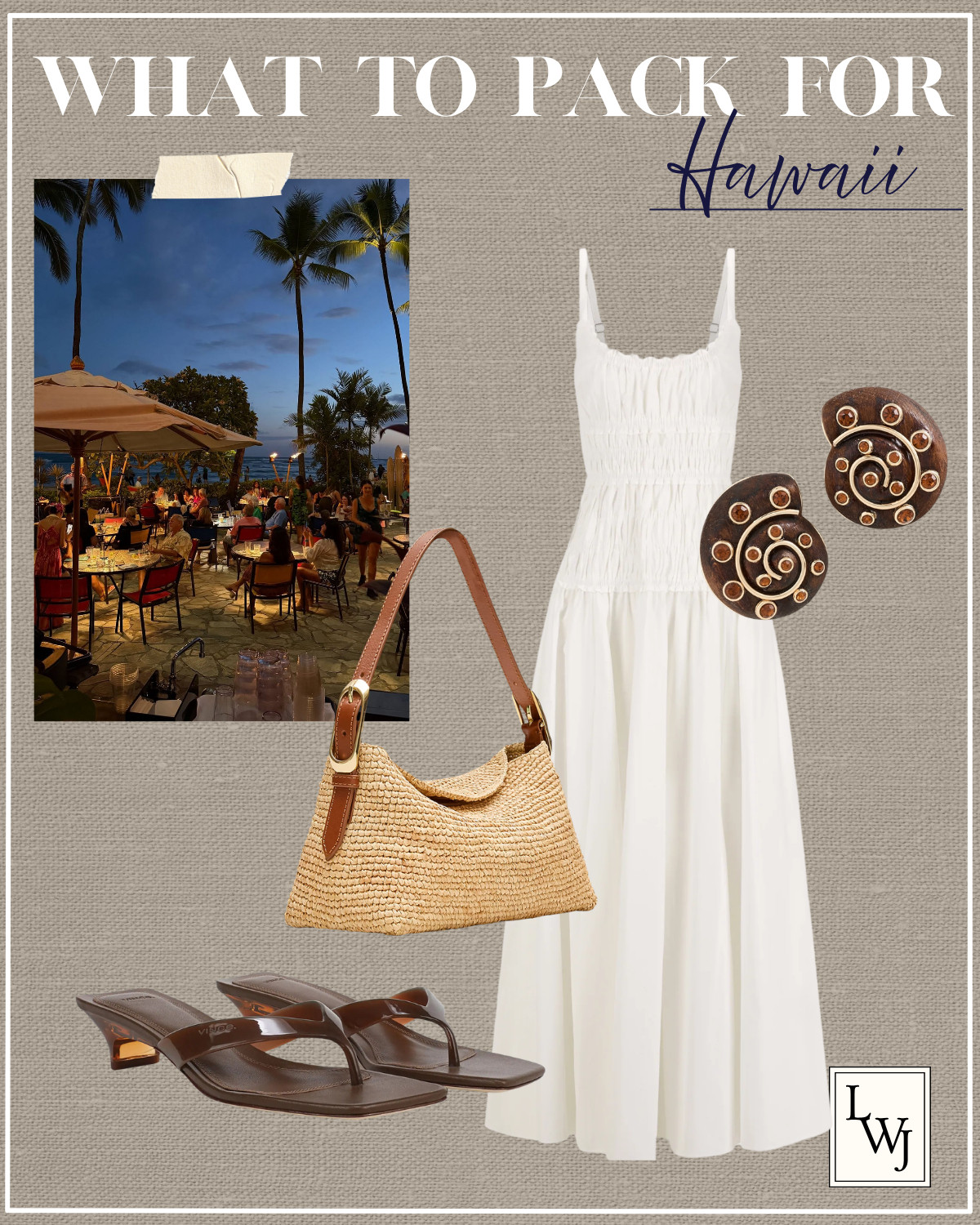hawaii outfit inspo 

summer vacation / island vacation / white sundress / dissh / dinner outfit / statement seashell earrings / mini straw purse / brown jelly heeled sandals / dinner outfit

#LTKootd #LTKSeasonal #LTKTravel