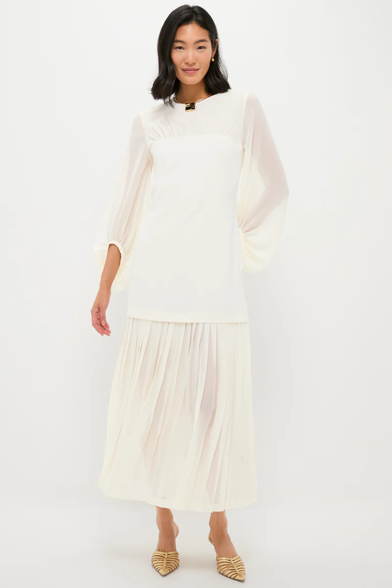 Ivory Chiffon Pleated Lorraine Dress | Tuckernuck (US)