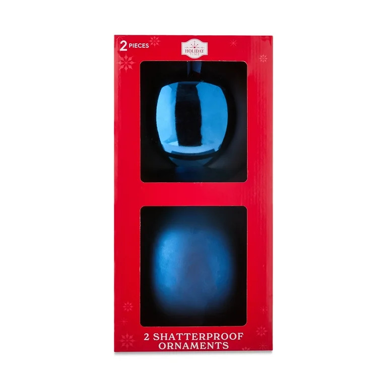 2-Count Navy Jumbo Ball Christmas Ornaments, 7 in, by Holiday Time | Walmart (US)