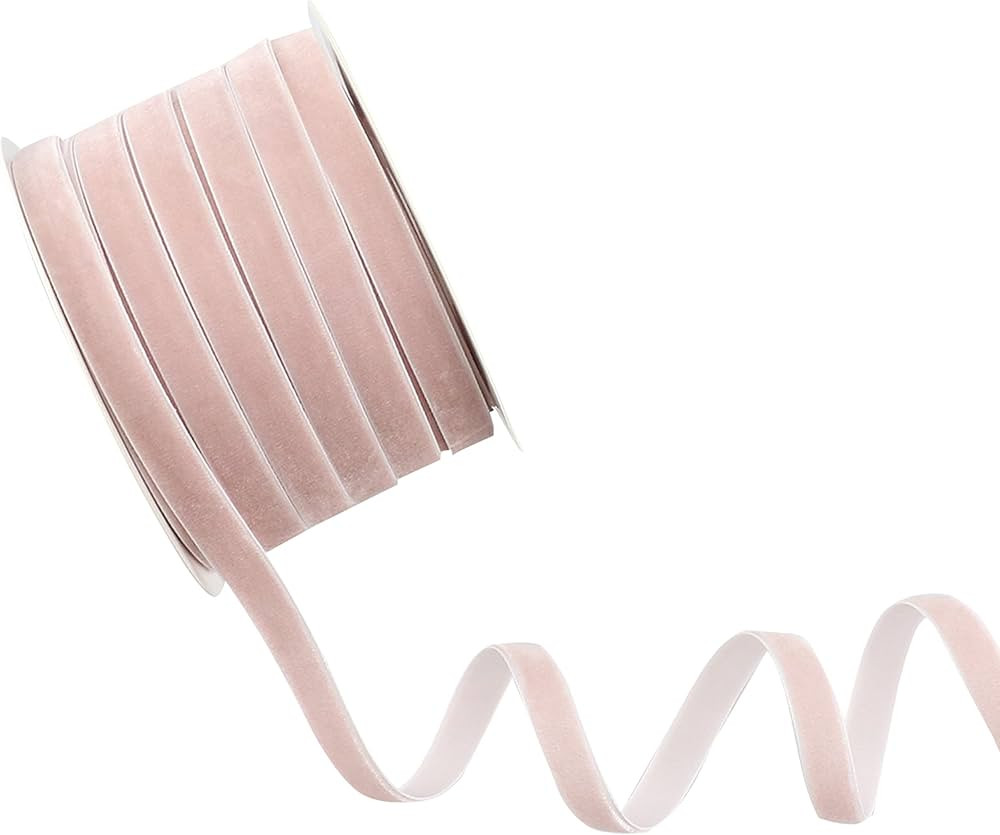 Dusty Pink Velvet Ribbon 3/8 Inch Single Face Thin Velvet Ribbon for Gift Wrapping, Light Pink Ri... | Amazon (US)