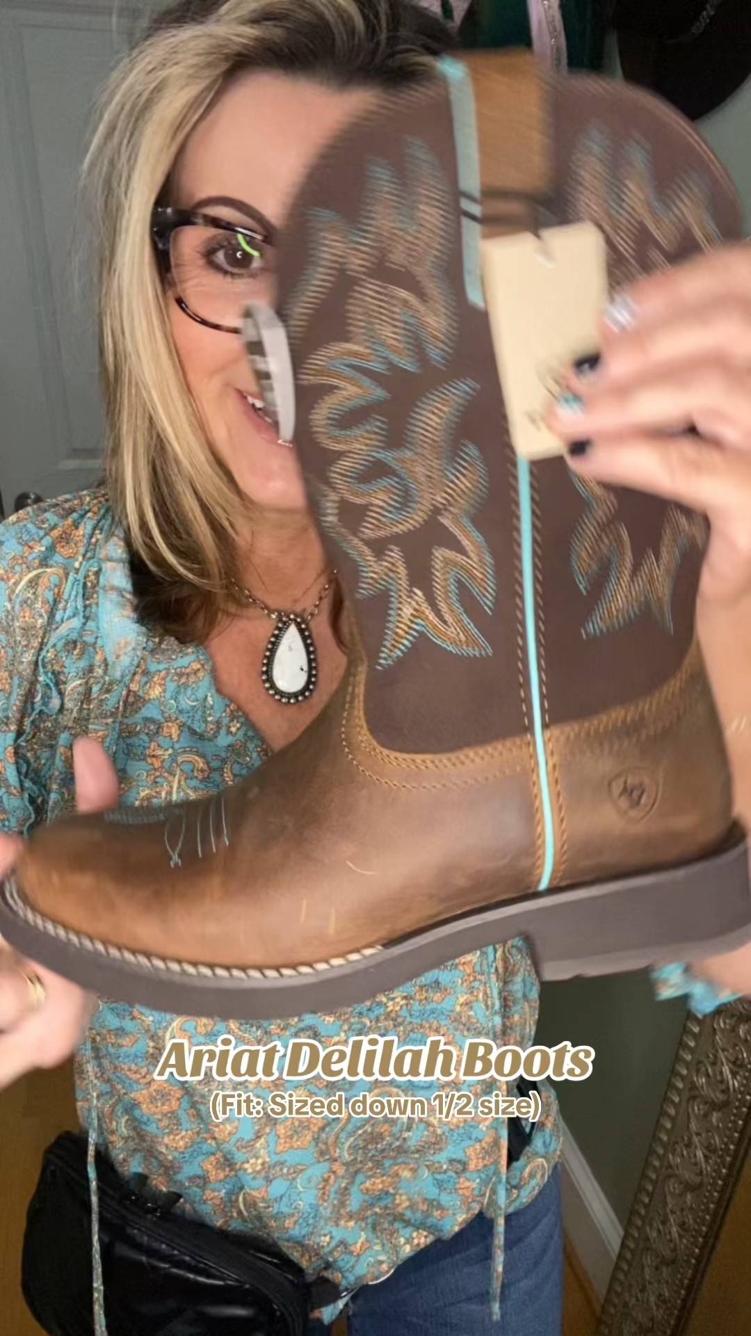 Ariat Delilah! I sized down 1/2 size because I don’t like my feet slipping around plus they are round toe 

#LTKstyletip #LTKshoecrush #LTKGiftGuide