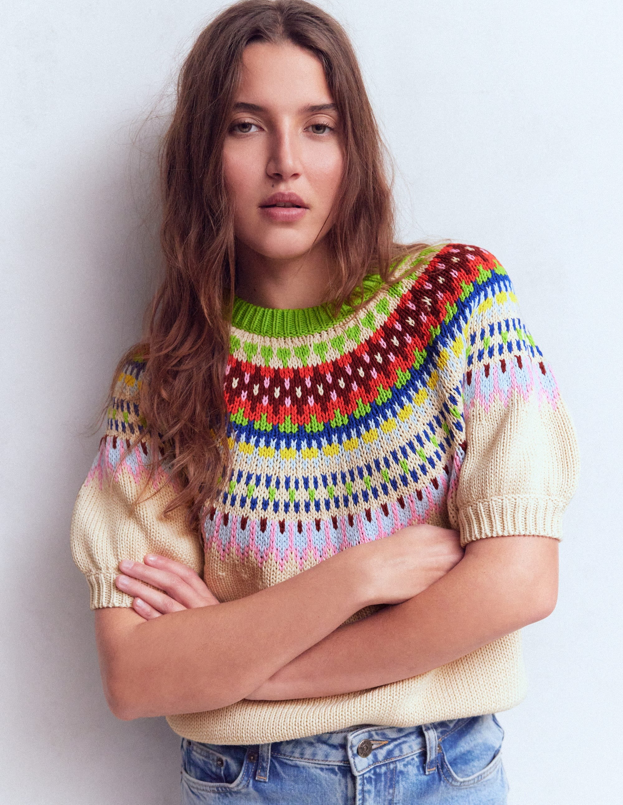 Margot Puff Sleeve T-Shirt-Oatmeal Melange | Boden (US)