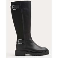 M&S Leather Double Buckle Knee High Boots Black | Marks & Spencer (UK)