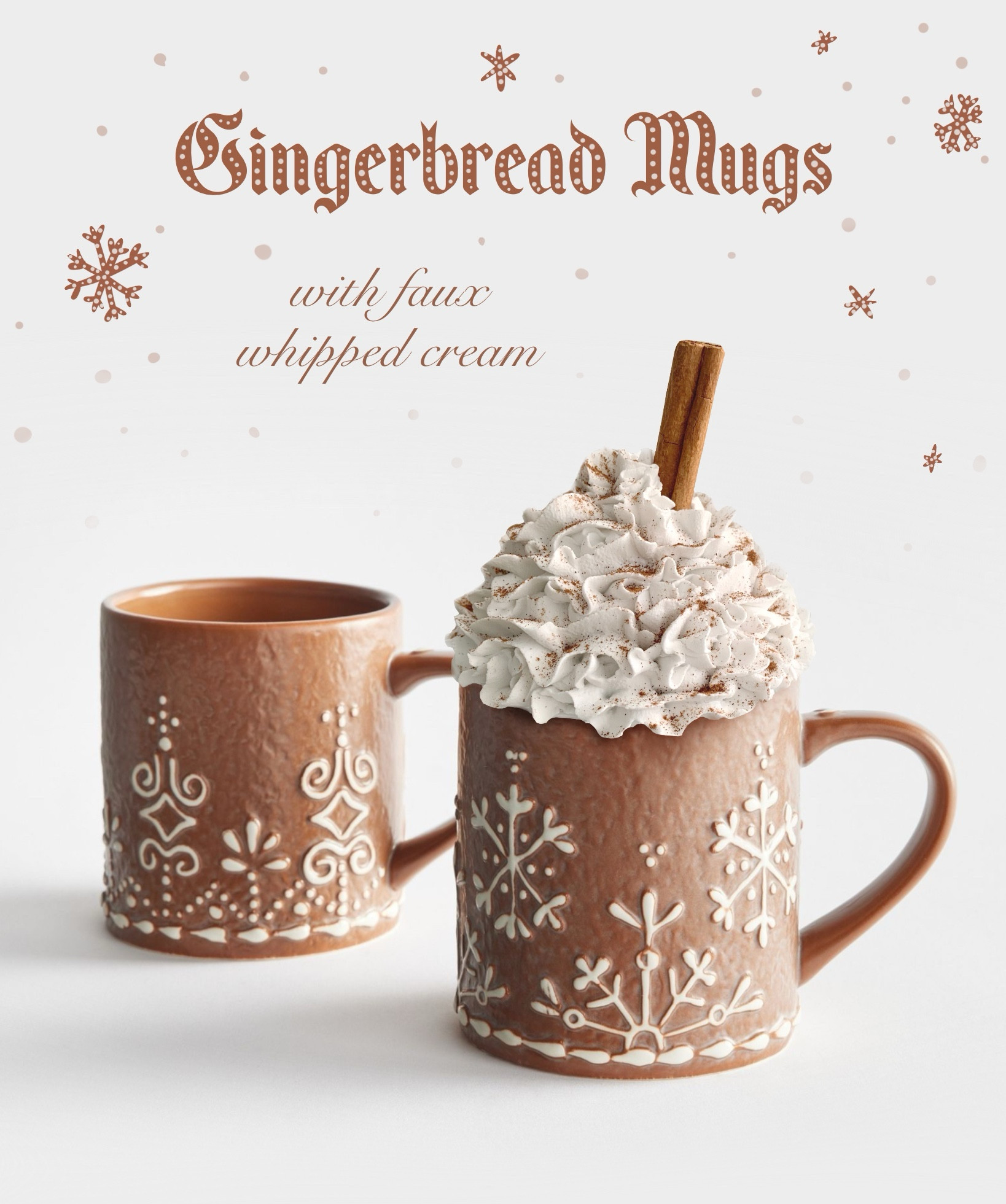 Pottery Barn gingerbread mugs with faux whipped cream toppers 🤎 DIY or etsy find, holiday decor, Christmas kitchen 

#LTKHome #LTKHoliday #LTKSeasonal