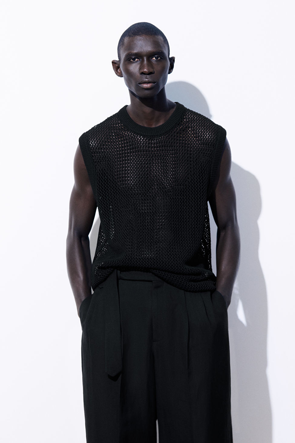THE OVERSIZED FISHNET VEST - BLACK - COS | COS UK