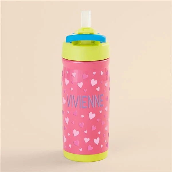 Hearts Personalized Kids Water Bottle - Reduce Hydrate Pro - Pink | Personalization Mall