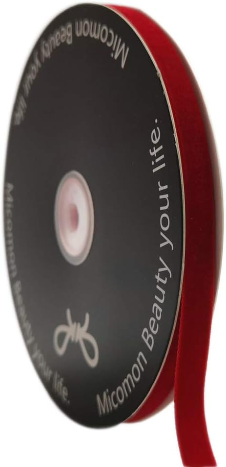 Micomon 3/8 Inch Red Velvet Christmas Crushed Velvet Ribbons by 10 Yards Spool - (3/8",Red) | Amazon (US)