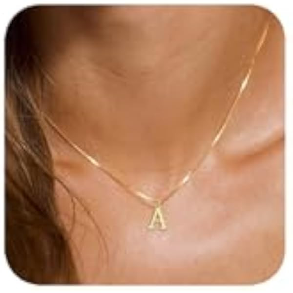 Gold Initial Necklaces for Women Girls, Dainty Gold Letter Necklace Tiny A-Z Pendant Choker Necklace | Amazon (US)