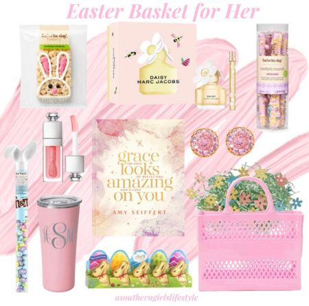 Easter Basket Ideas for Her! From Tween to Adult! 

Grace Looks Amazing on You Devotional 

Pink Jelly Tote as the Basket! Floral Grass Filler

Beauty: Classic Marc Jacobs Daisy Perfume. The Hot product of the moment the Dior Lip Glow Oil (it’s on Sale!)

Kate Spade Pink Stud Earrings 
Blush Swig Tumbler with Monogram

Sweets: Bunny Crispy Treat, Confetti Crunch Pretzel Rods, M&M’s & Lindt Mini Chocolate Bunnies

Target. Walmart. Sephora. Amazon. Gifts for Her

#LTKGiftGuide #LTKfamily #LTKSeasonal