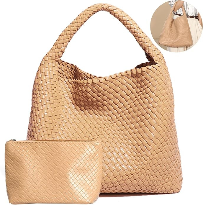 Woven Tote Bag for Women with Purse, Fashion Shoulder Hobo Underarm Bags, Large Woven Handmade Wo... | Amazon (US)