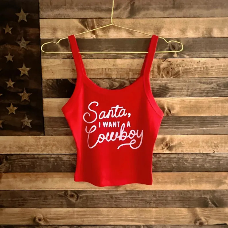 Santa, I Want A Cowboy Micro Ribbed Scoop Tank | Etsy (US)