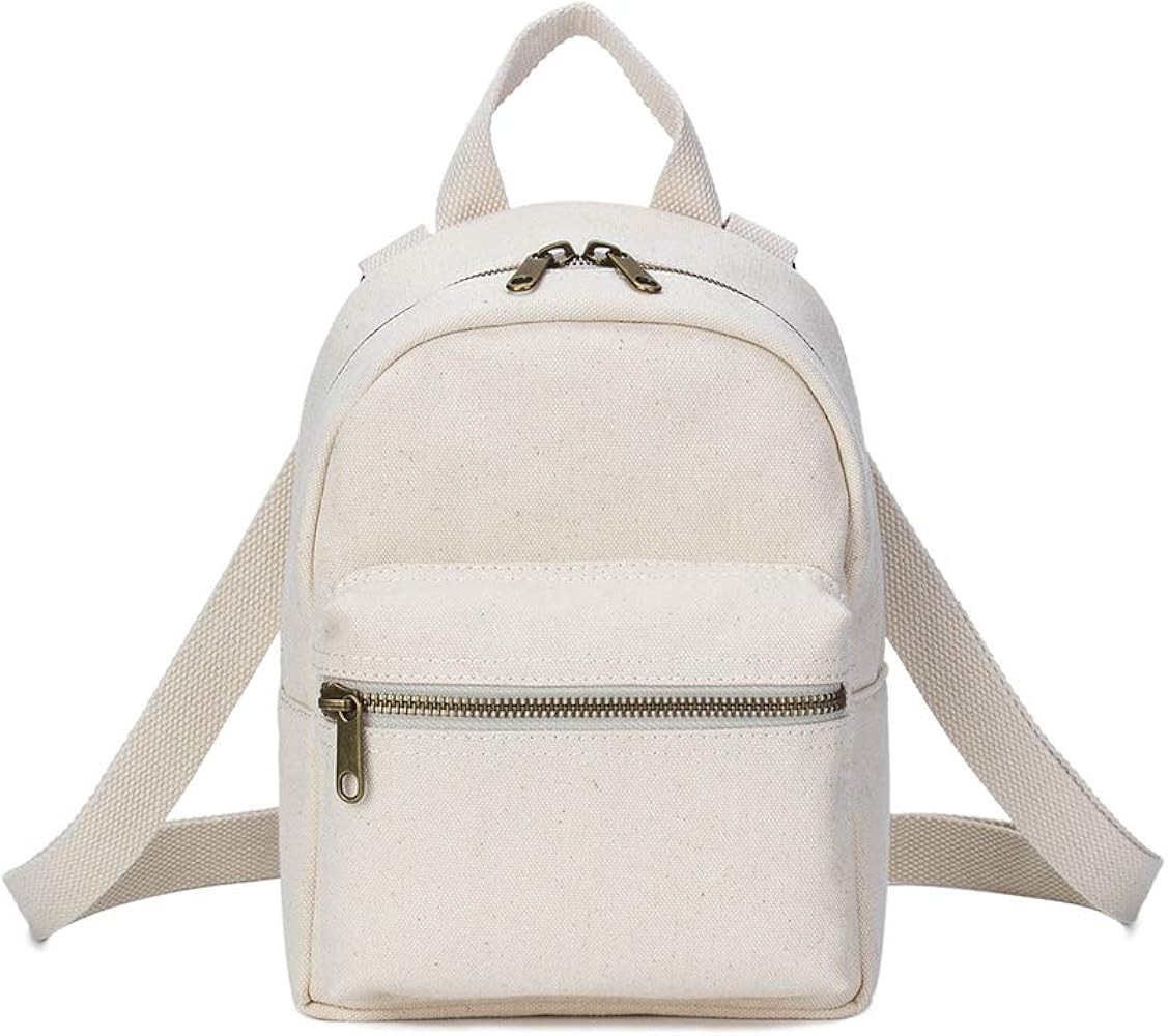 Canvas Backpack Purse Women Convertible Backpack Shoulder Bag Small Rucksack Shoulder Bag (Beige) | Amazon (US)