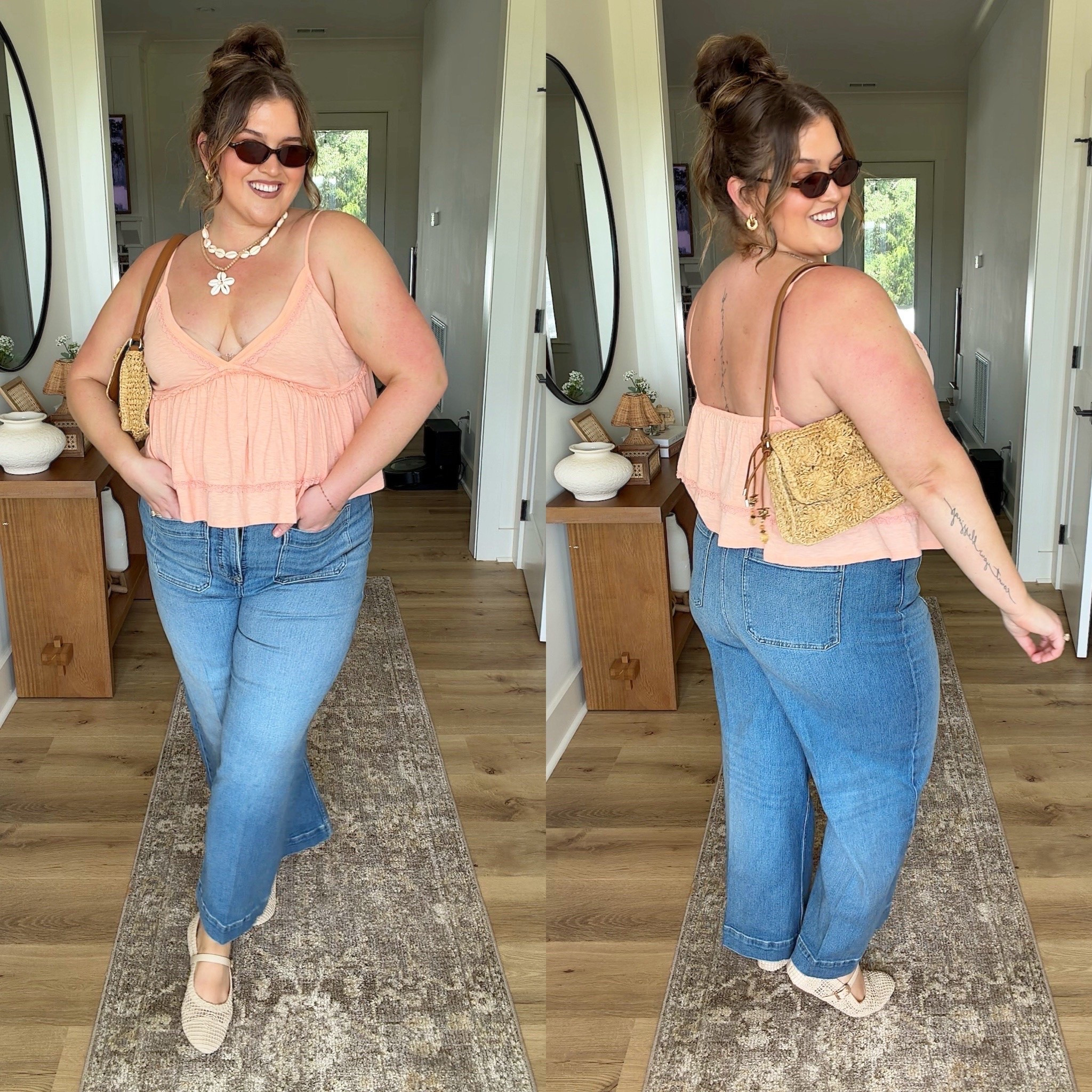This outfit has me feeling like a ray of sunshine ☀️ and I am here for it. This color is such a stunning option for summer, without being overly bright and in your face. I love how flowy it is towards the waist and how it fits my plus size body. I’m wearing a size XXL in the tanktop and a size 1X in the jeans. 
Plus size outfit inspo, curvy girl approved summer look, light orange tank top

#LTKSeasonal #LTKPlusSize #LTKootd