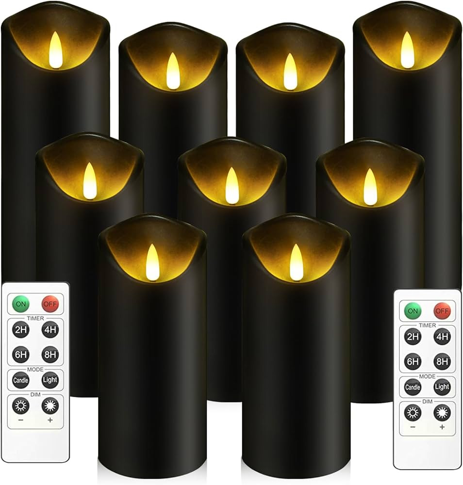Amazon.com: kakoya Flickering Flameless Candles, Battery Operated Acrylic LED Pillar Candles with... | Amazon (US)