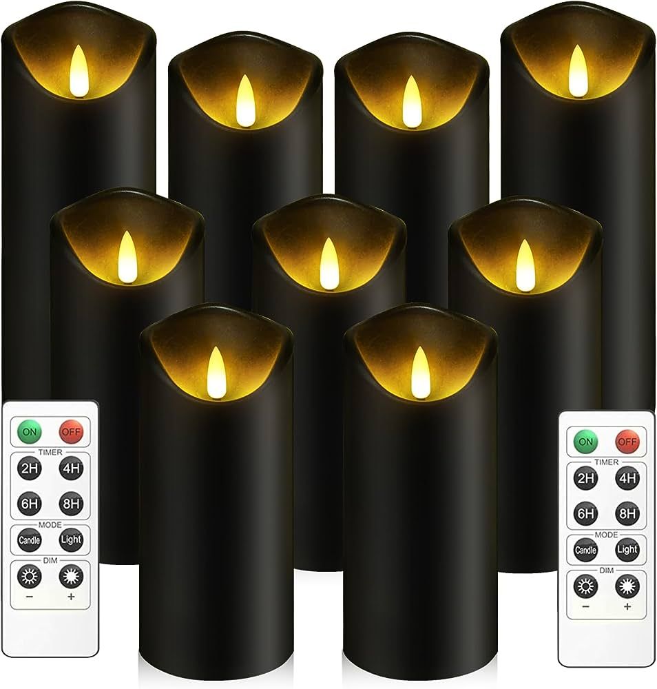 Amazon.com: kakoya Flickering Flameless Candles, Battery Operated Acrylic LED Pillar Candles with... | Amazon (US)