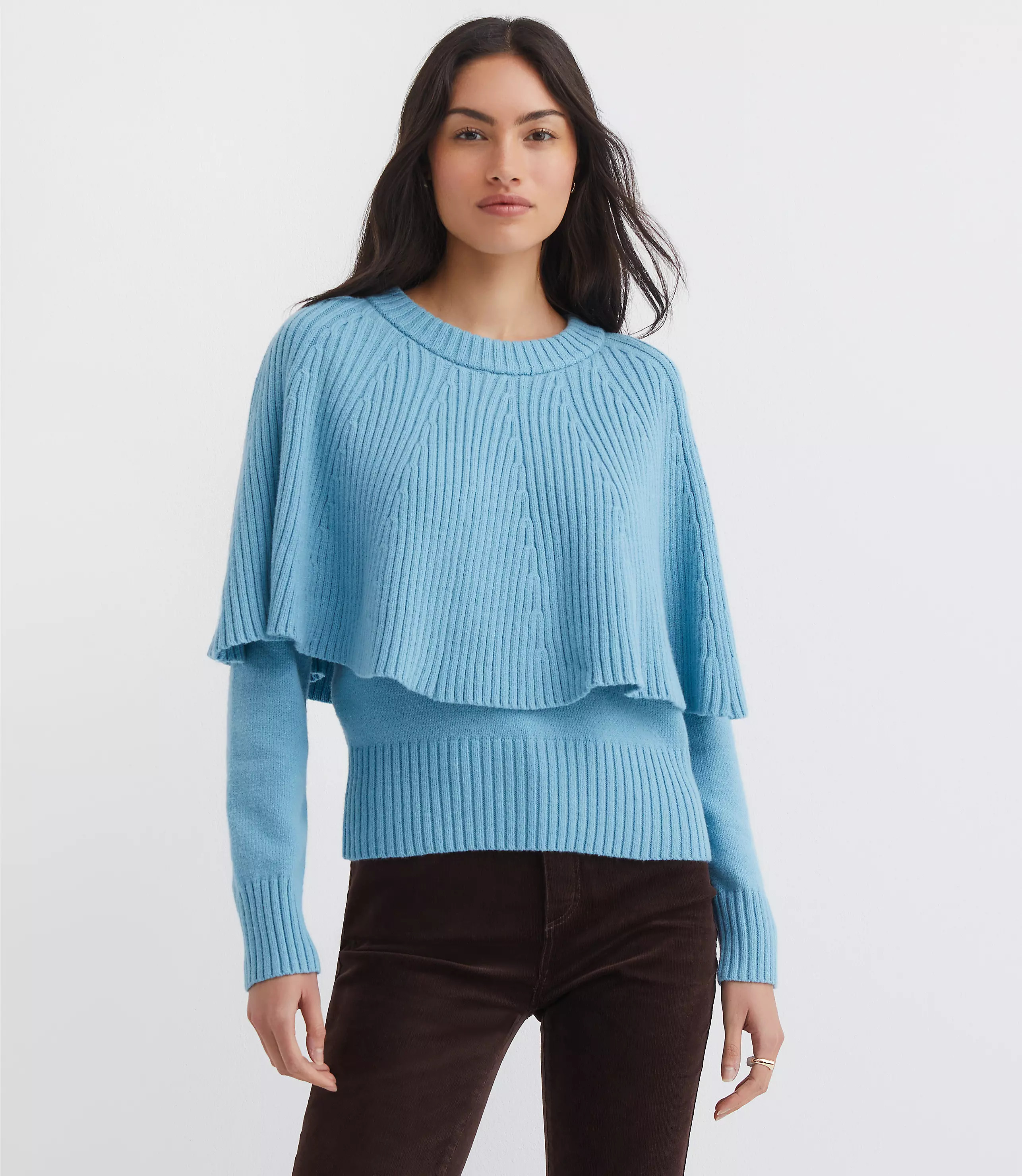 Ribbed Cape Sweater | LOFT