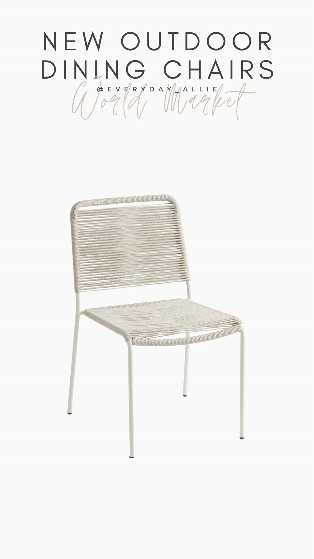 New World Market outdoor dining chairs. Cream metal with rope seat. $139 for 2!!

#LTKHome #LTKSeasonal #LTKSaleAlert