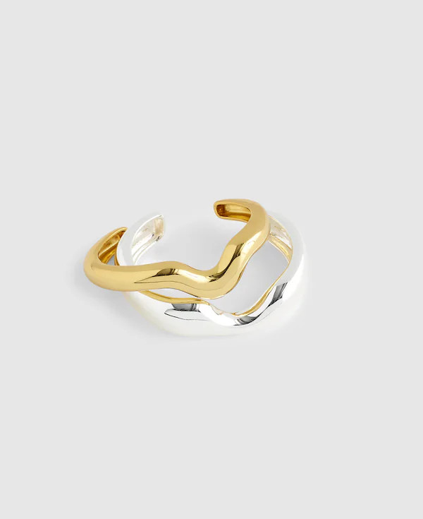 Two-Pack Mixed-Metal Notched Cuff Bracelet Set | Madewell | Madewell