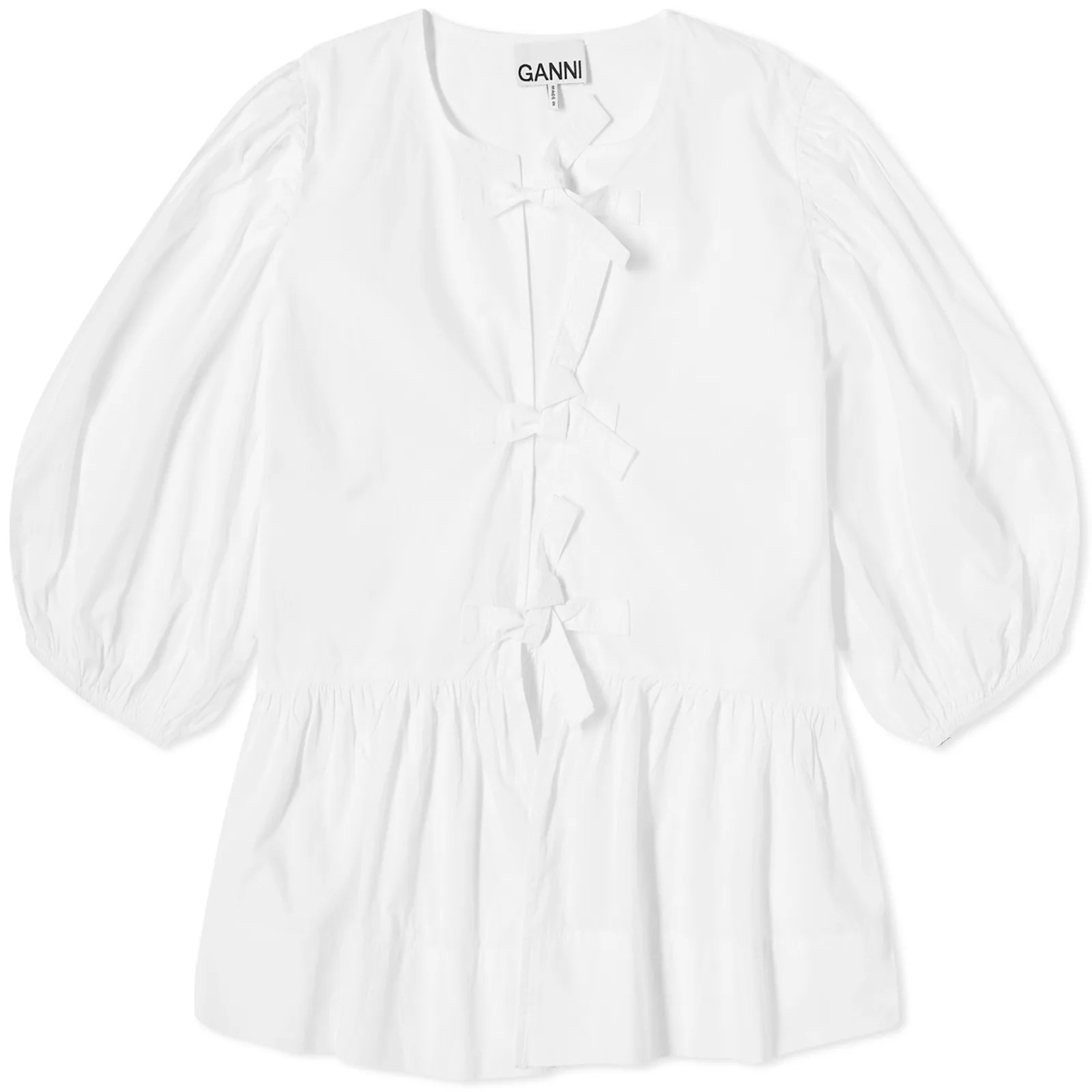 Ganni Cotton Poplin Peplum Blouse | END. Clothing