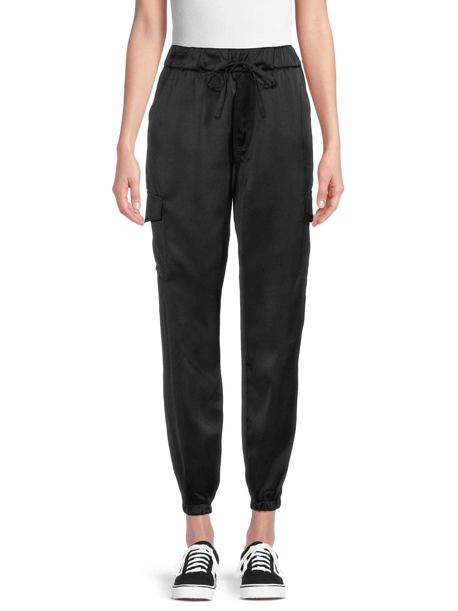 Madden NYC Women's Satin Cargo Joggers - Walmart.com | Walmart (US)