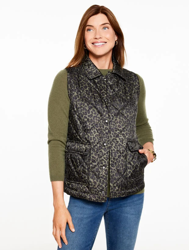 Quilted Barn Vest - Allover Animal | Talbots