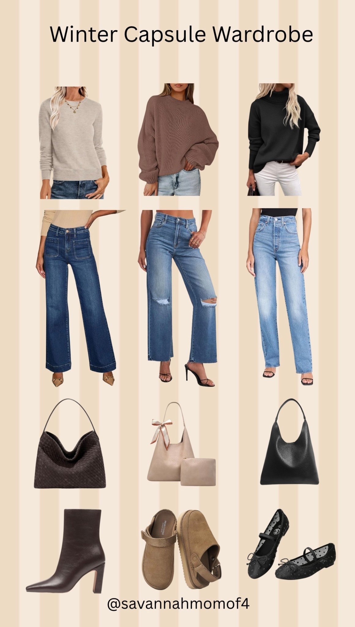 Winter capsule wardrobe inspo with neutral sweaters, classic denim, and everyday bags and shoes you can mix and match all season. Easy, timeless pieces that make getting dressed simple.

#LTKSeasonal #LTKSaleAlert #LTKFindsUnder100