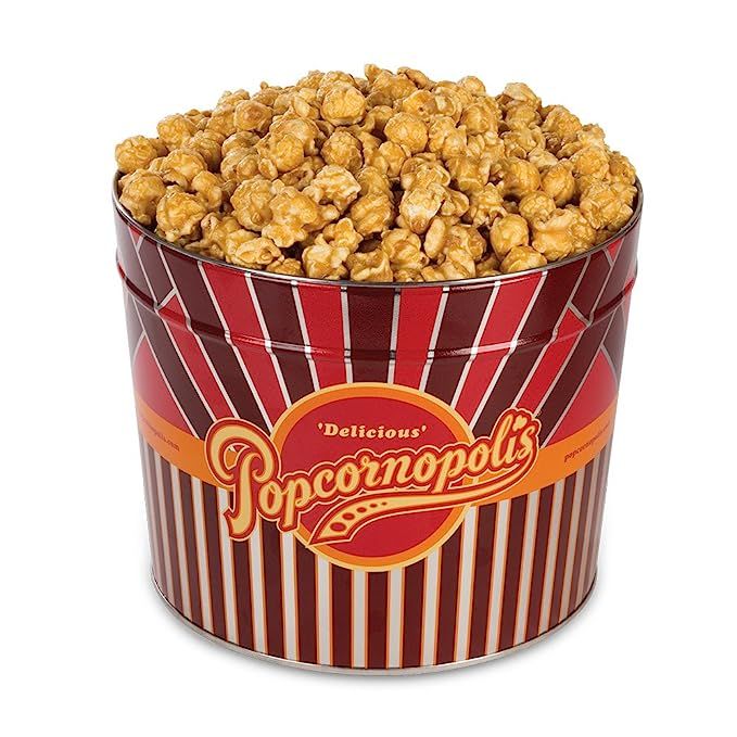 Popcornopolis Gourmet Caramel Popcorn 1.26 Gallon Tin, Perfect Popped Popcorn Gift, Caramel Corn | Amazon (US)