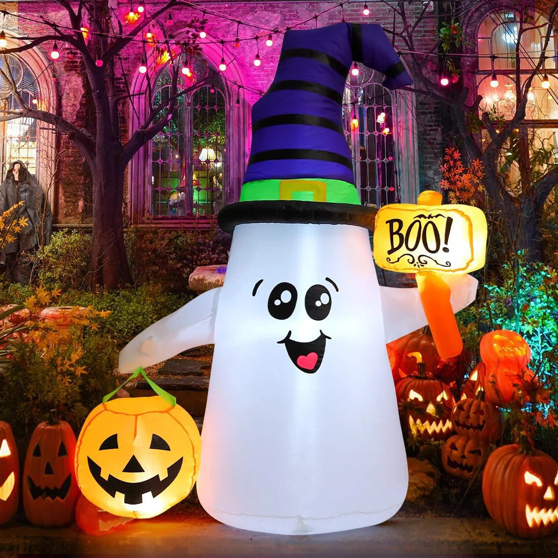 Halloween Inflatable 5 FT Inflatable Ghost Cute Blow Up Ghost Inflatable with LED Lights | Wayfair North America
